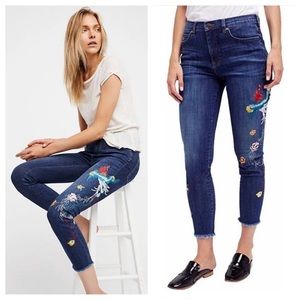 Free People Embroidered Skinny Jeans